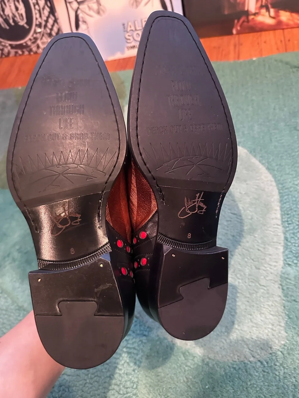Fluevog NEW/BOX Rufus Magoo Duke black/copper brogue derby-M8/W10 (fits 7.5/9.5)